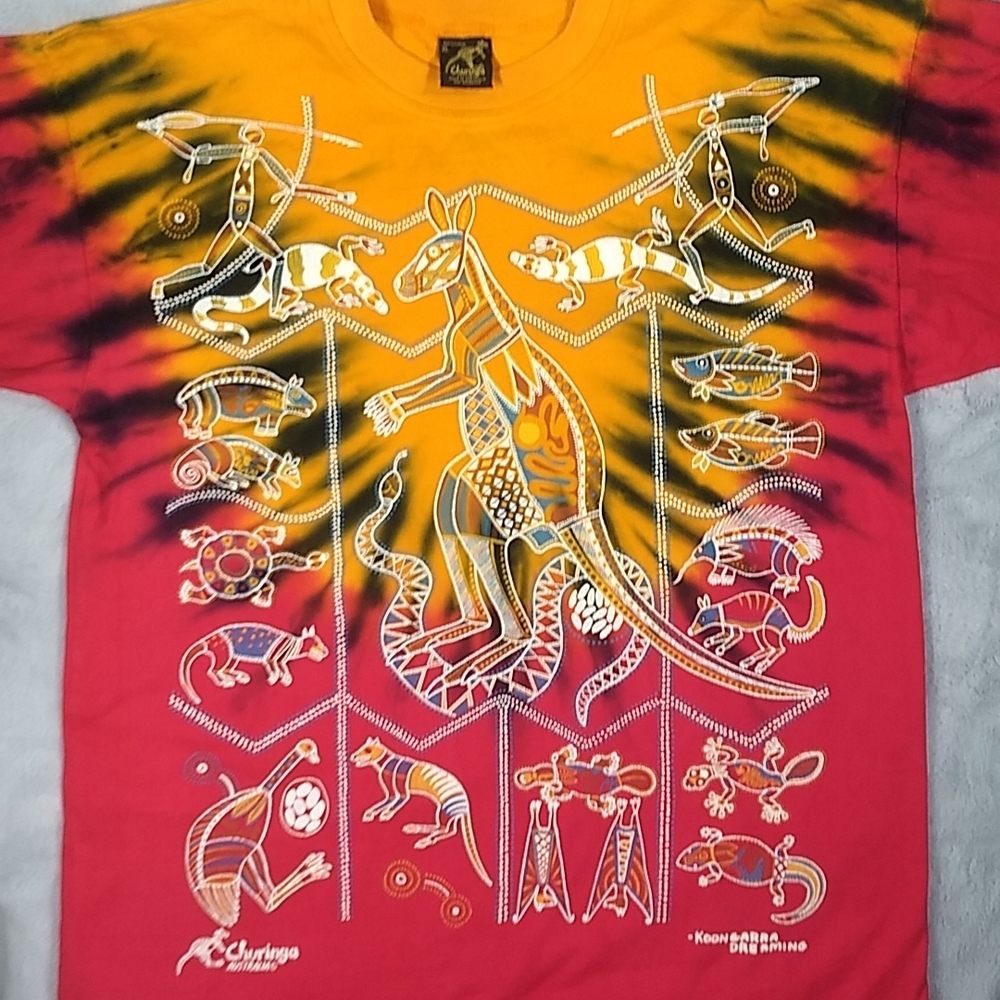 Churinga Australia Aboriginal Art Tie dye Size XL Vintage 90s